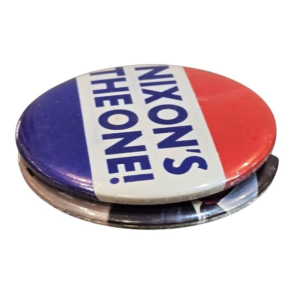 2 Nixon's The One Vintage Used 1968 Pinback Slogan Button Presidential Campaign - Picture 10 of 11